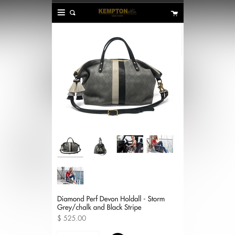 Kempton & Co Diamond Perf Devon Holdall - Grey/chalk & Black Stripe. Like new!!!